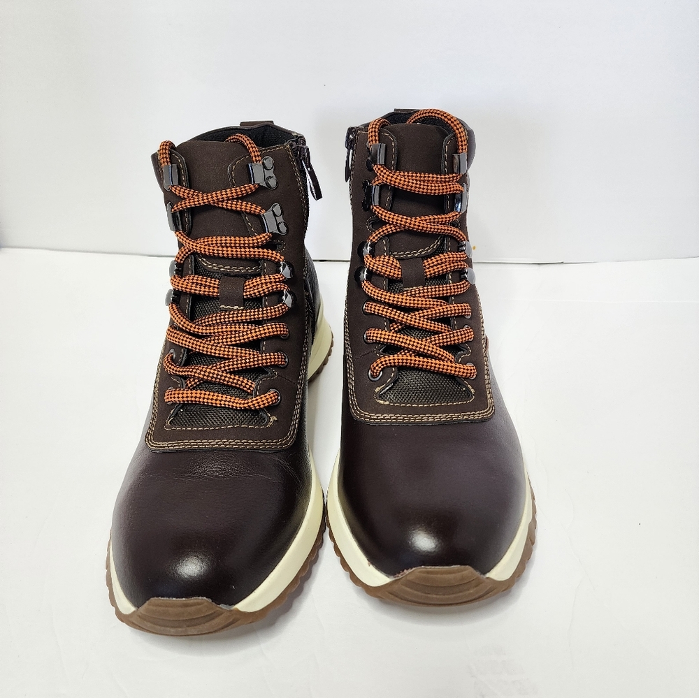 ALFANI Mens Reggie Leather Alpine Boots, Brown, Size 9.5, BRAND NEW